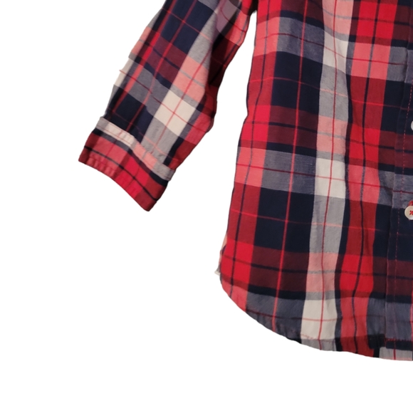 Wrangler Toldder Boys Shirt Plaid Red Blue Button Down Size 5T - Picture 2 of 5